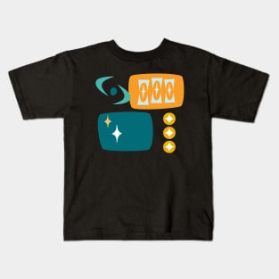 Atomic Age MCM Pattern in Aqua, Orange, Teal Kids T-Shirt